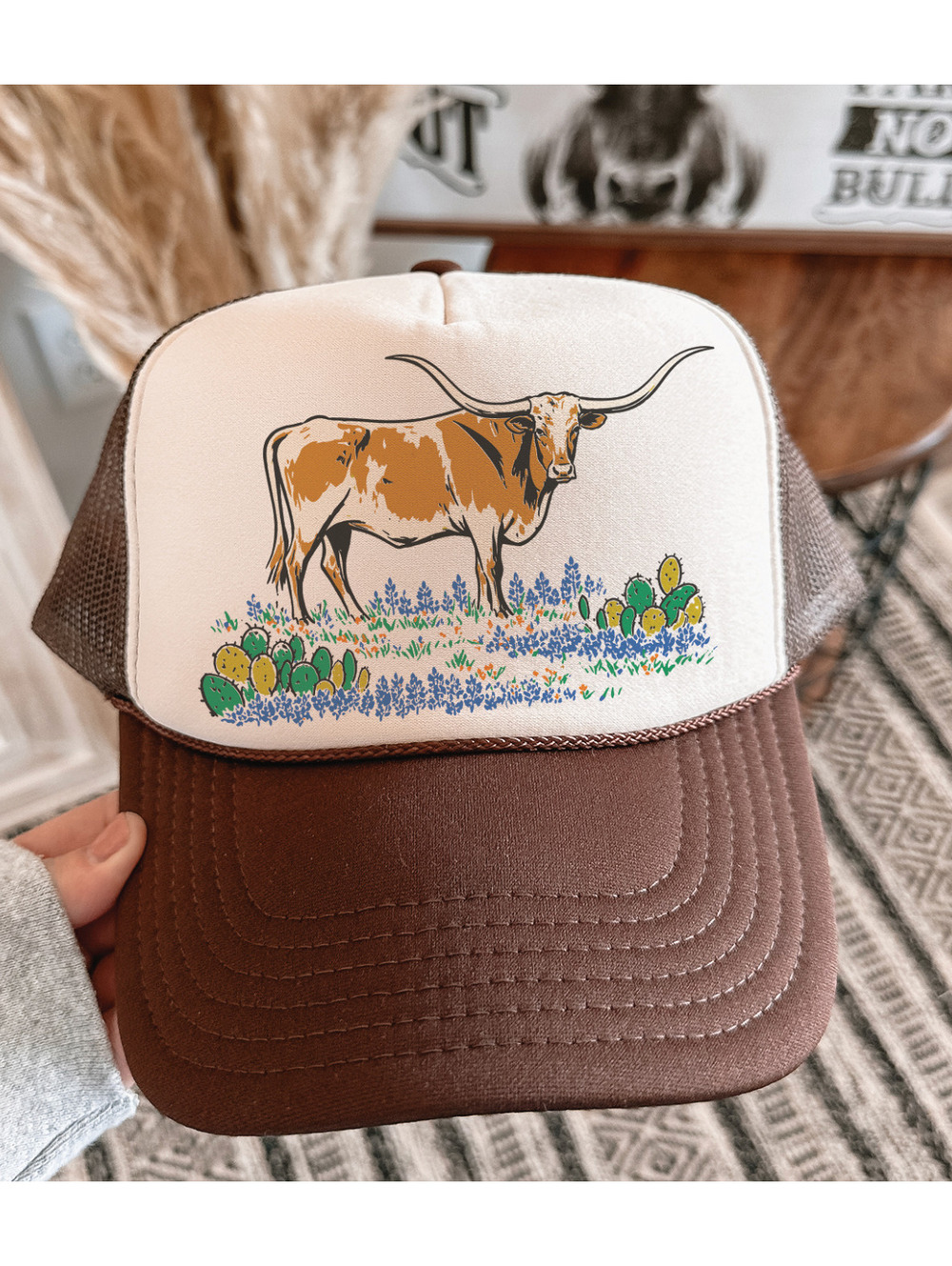 Hill Country Longhorn - Foam Trucker Caps: Brown & Tan